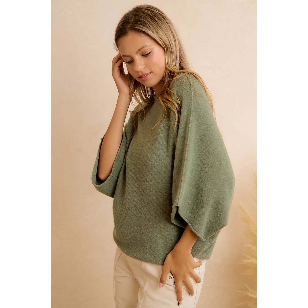 DOLMAN SLEEVES SOFT KNIT TOP