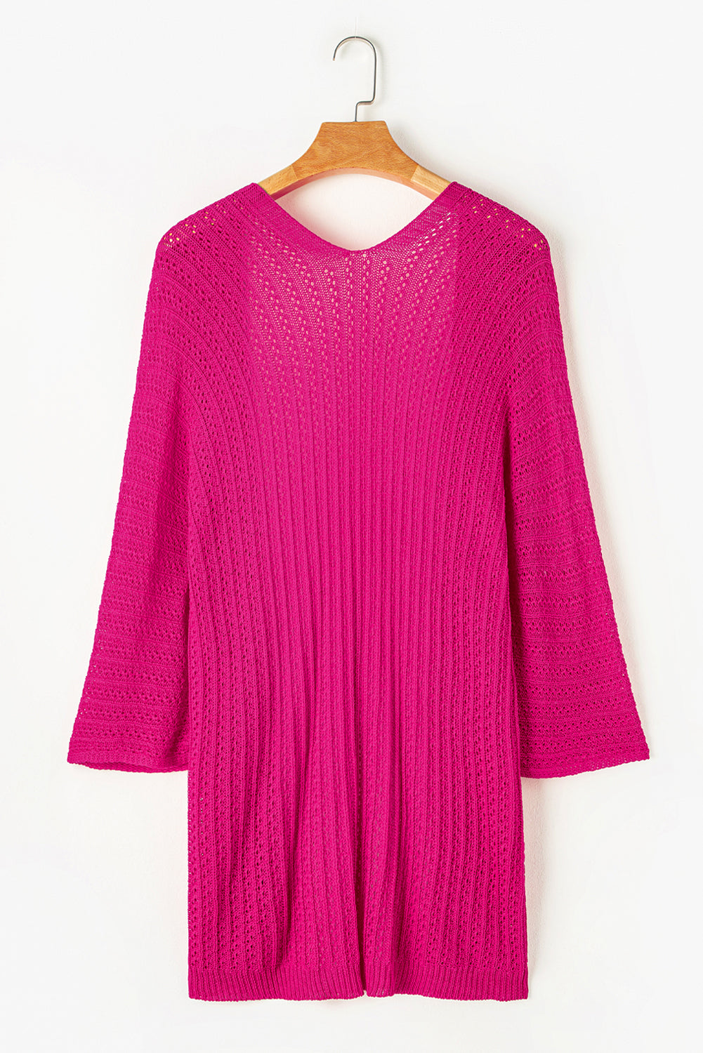 Rose Hollow-out Knit Kimono Lightweight Cardigan