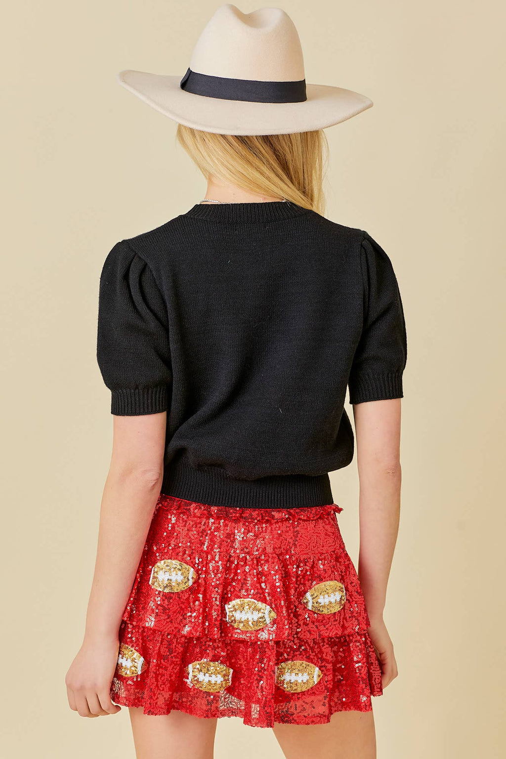 Game Day Puff Sleeve Sweater Top