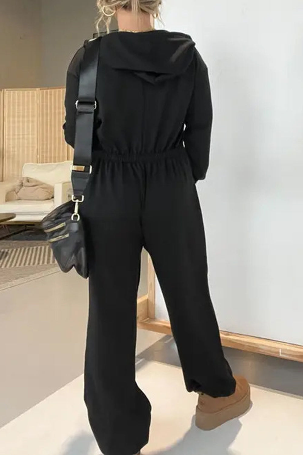 Full Size Drawstring Long Sleeve Jumpsuit