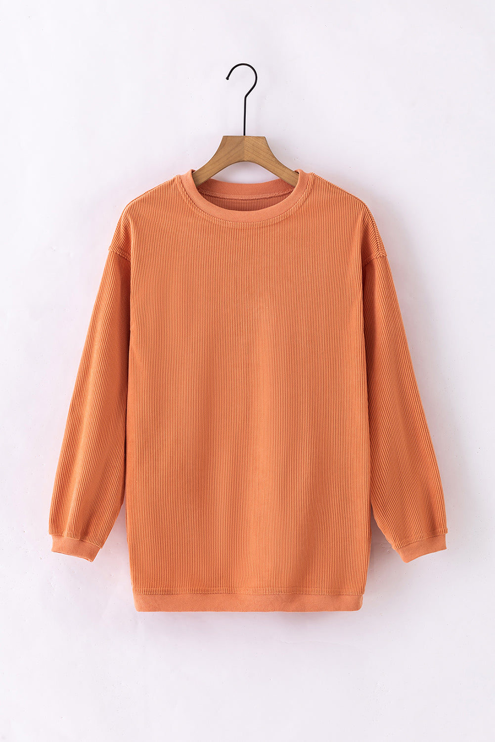 Light Grey Ribbed Corded Oversized Sweatshirt