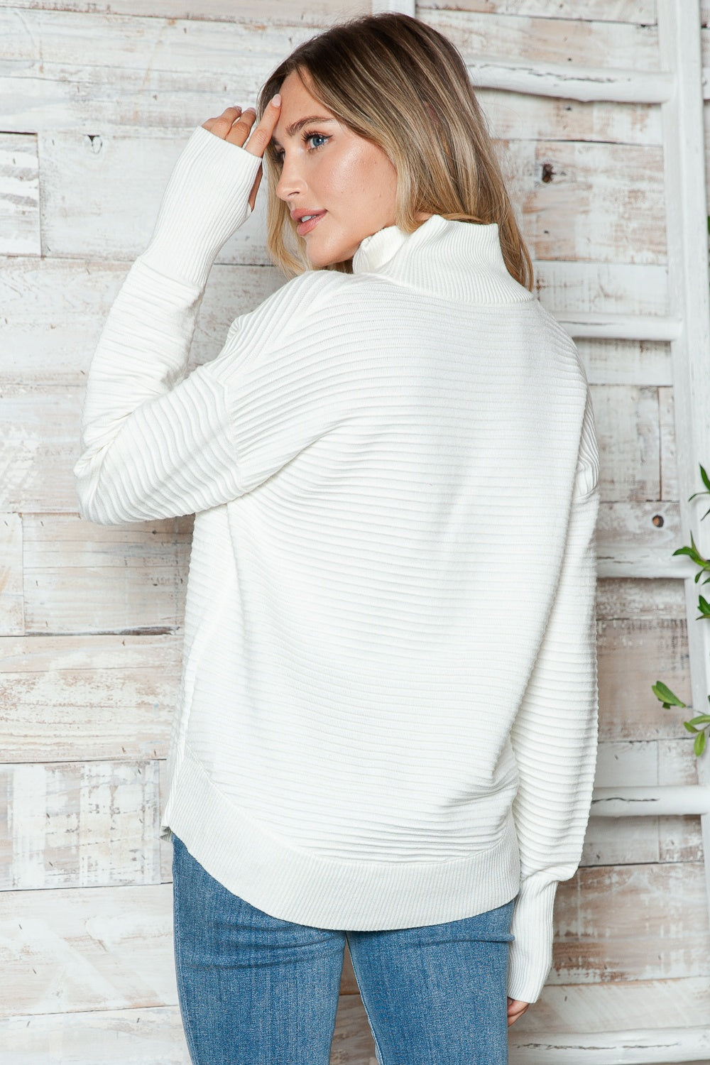 Half Zip Long Sleeve Knit Top