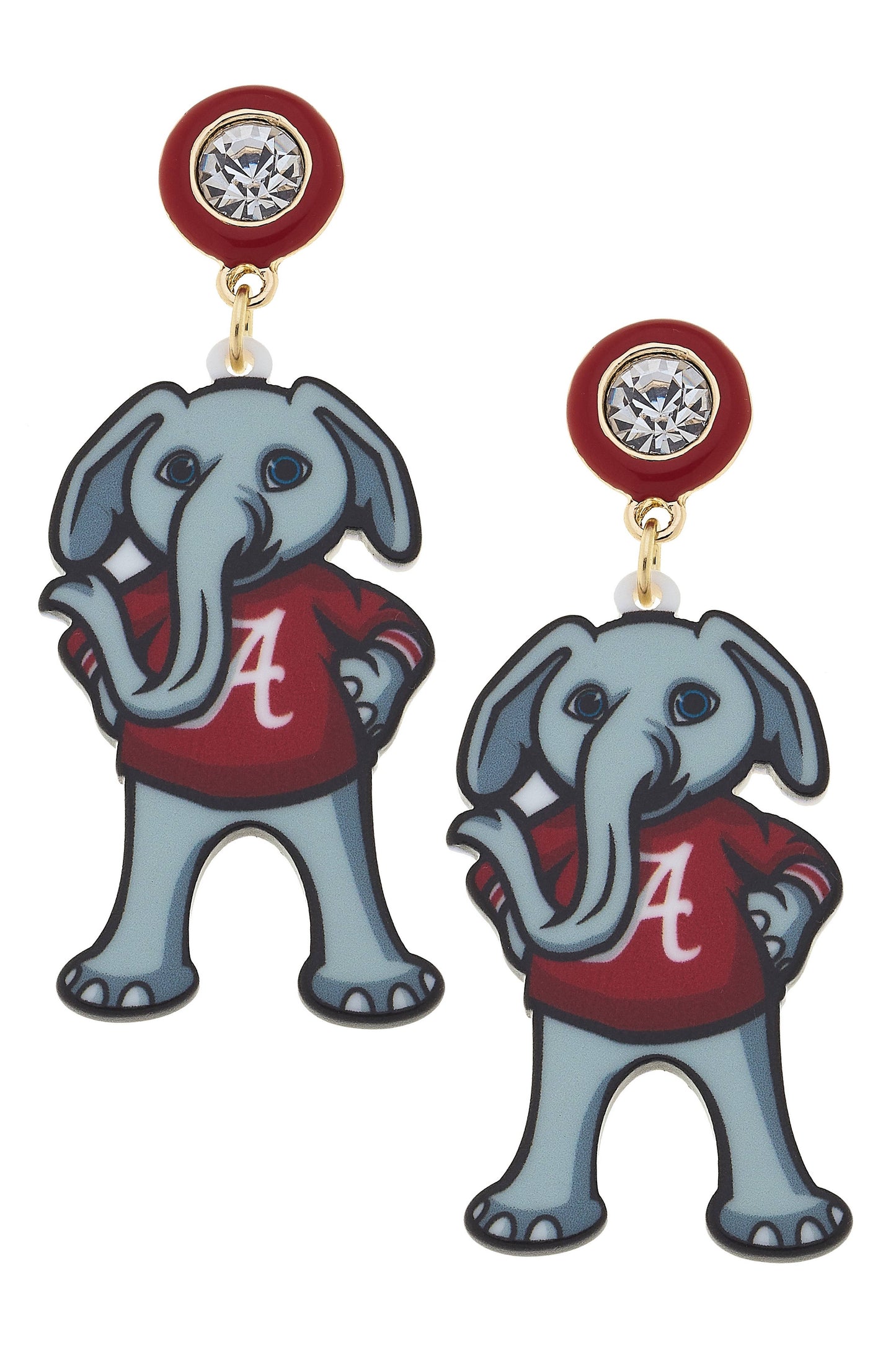 Alabama Big Al Resin Mascot Earrings in Red/Grey
