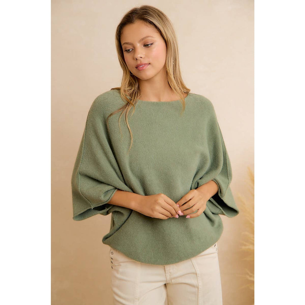 DOLMAN SLEEVES SOFT KNIT TOP