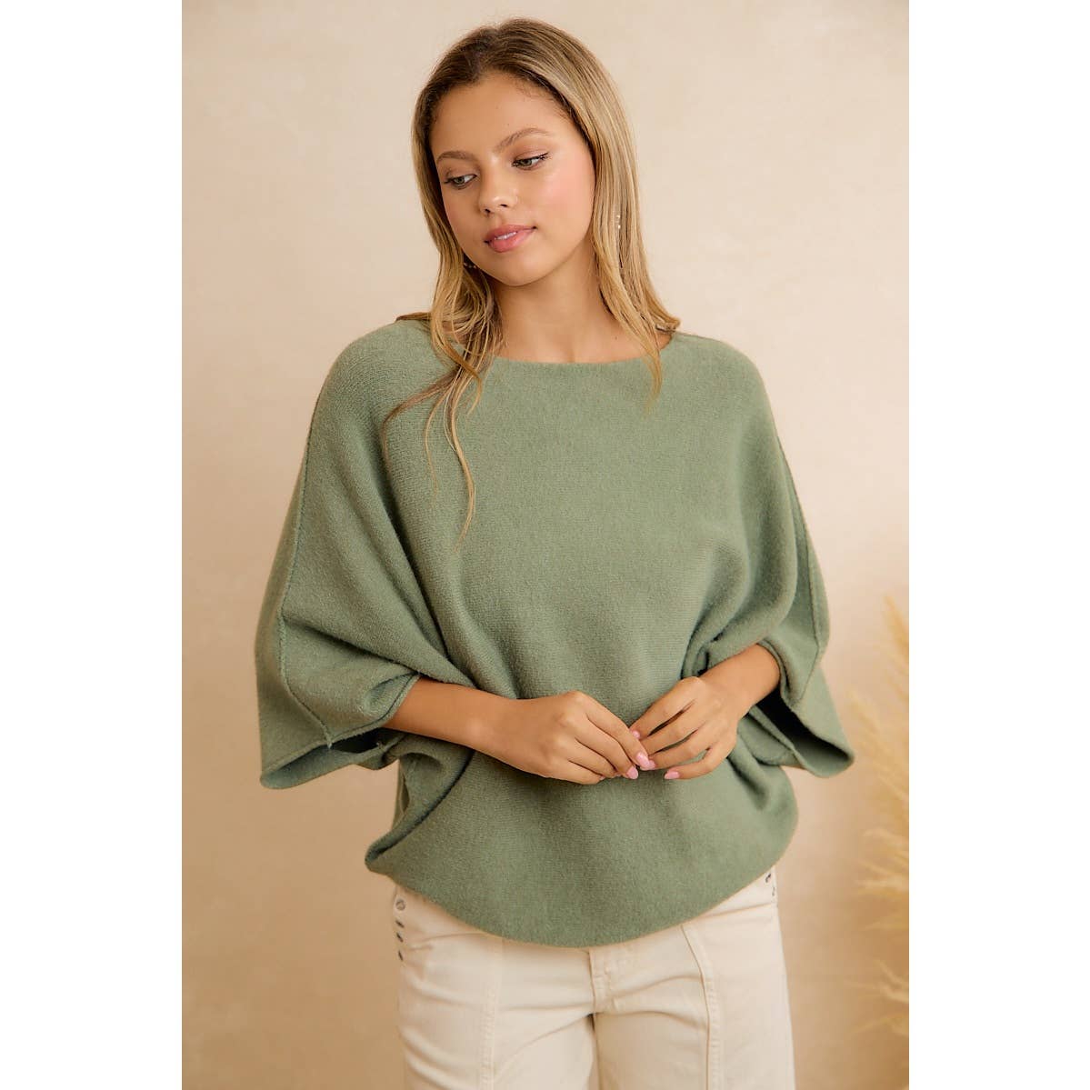DOLMAN SLEEVES SOFT KNIT TOP