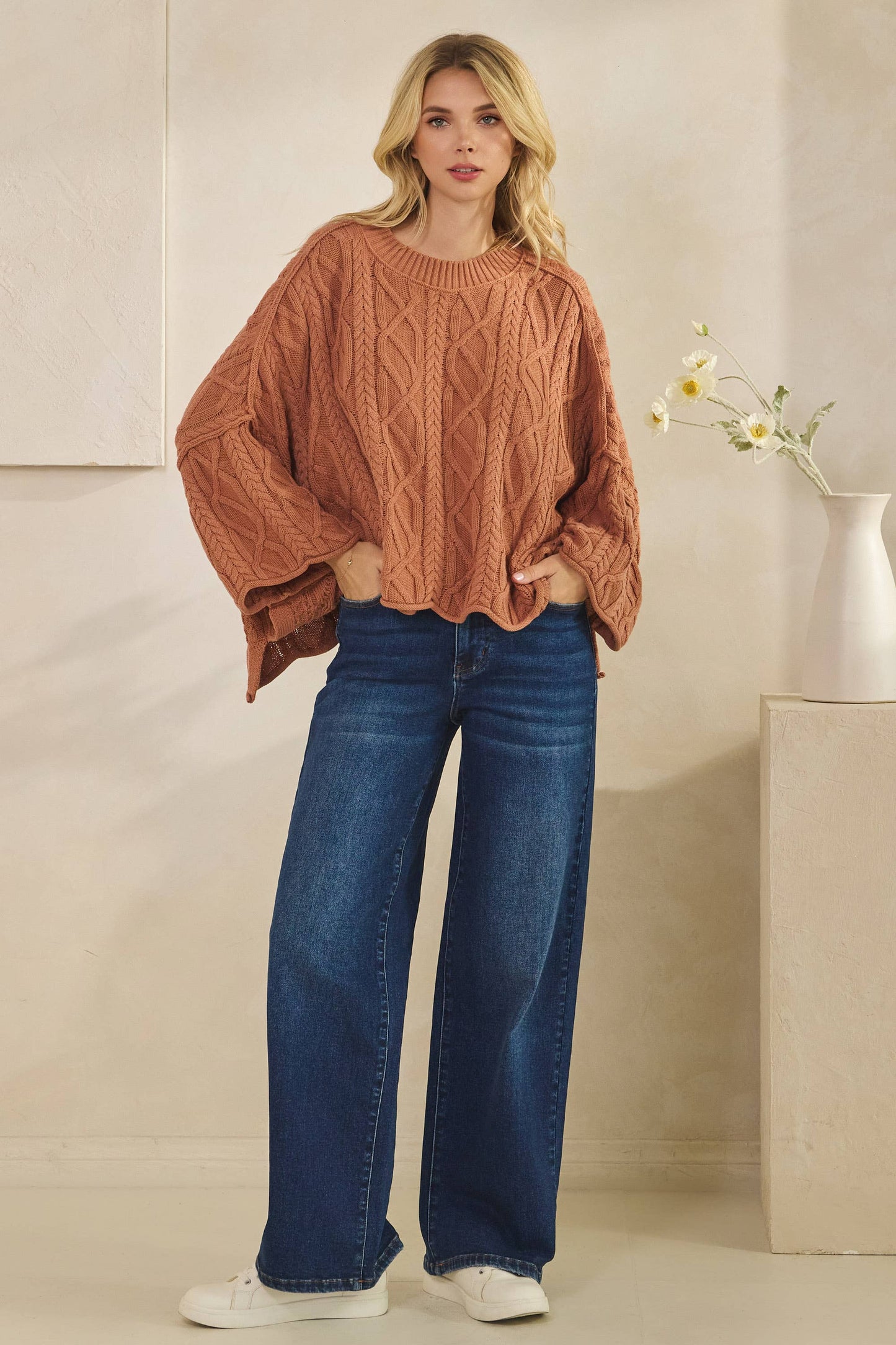 IT-10101-knitted sailors knot round neck l/s sweater