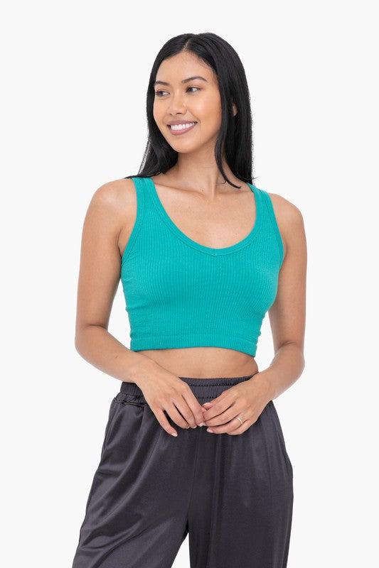 Ribbed Seamless Cropped Tank Top Mono B