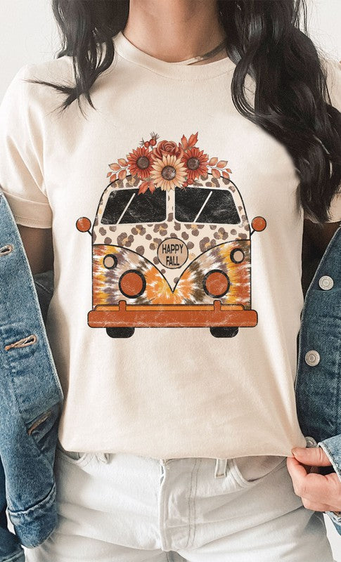 Leopard Floral Fall VW Bus Graphic Tee