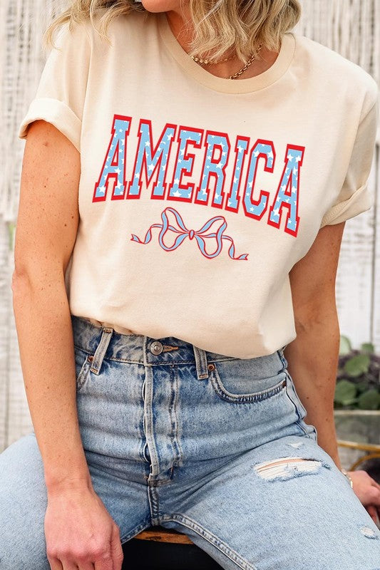 America Ribbon Graphic T Shirts