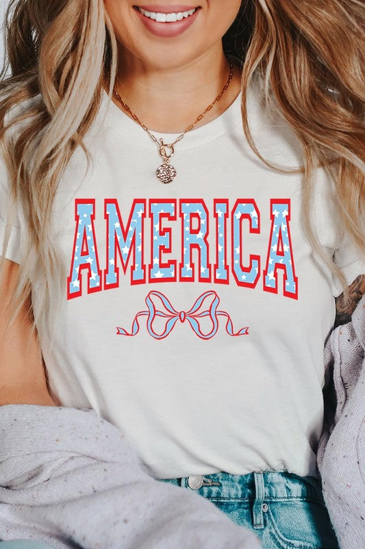 America Ribbon Graphic T Shirts