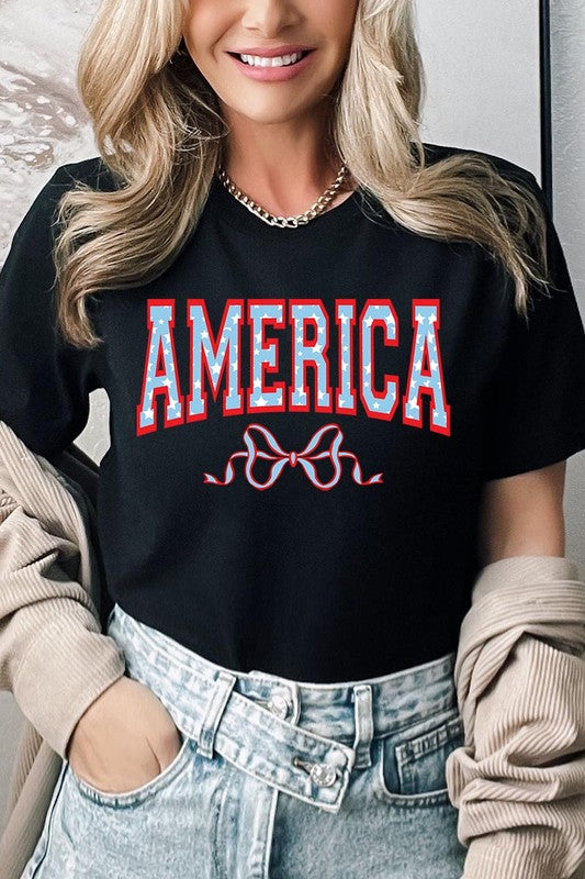 America Ribbon Graphic T Shirts