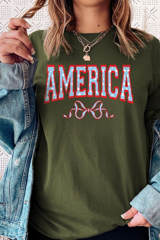 America Ribbon Graphic T Shirts