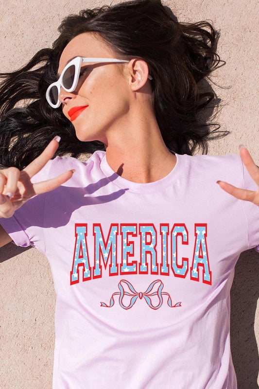 America Ribbon Graphic T Shirts