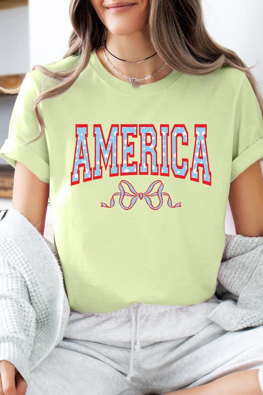 America Ribbon Graphic T Shirts