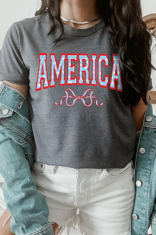 America Ribbon Graphic T Shirts