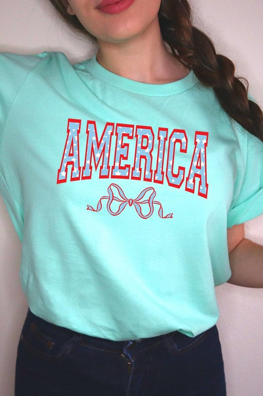 America Ribbon Graphic T Shirts