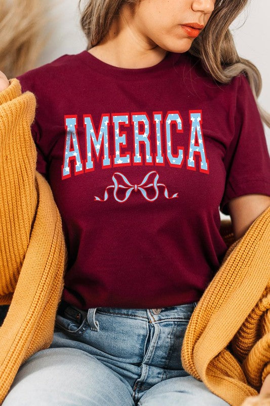 America Ribbon Graphic T Shirts