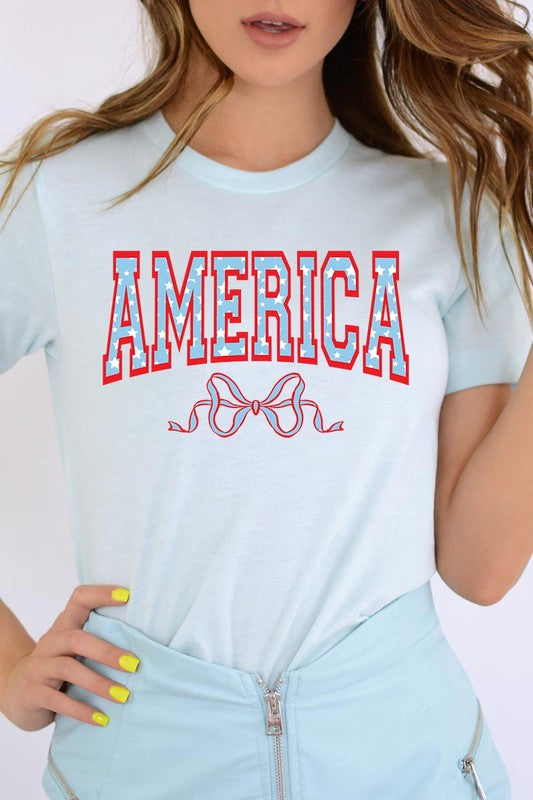 America Ribbon Graphic T Shirts