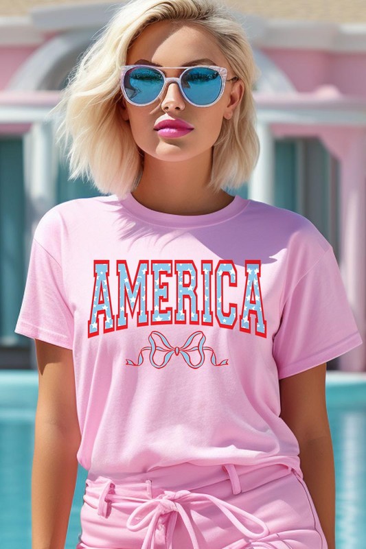 America Ribbon Graphic T Shirts