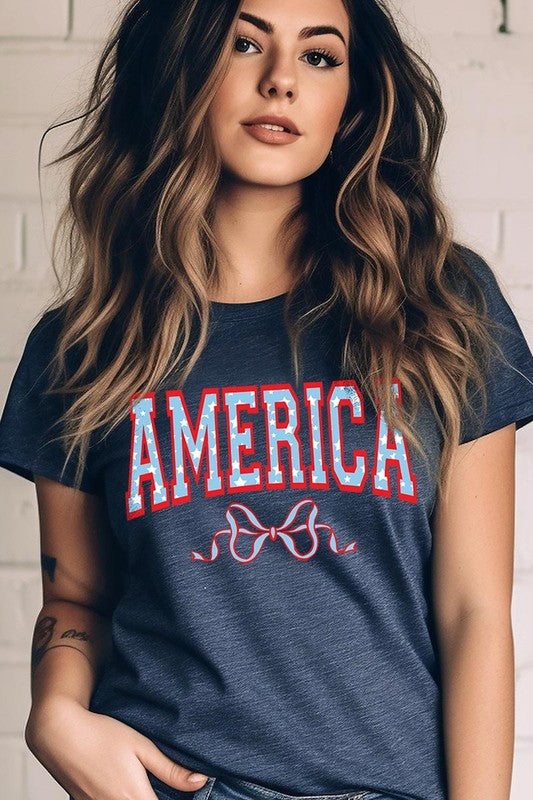 America Ribbon Graphic T Shirts