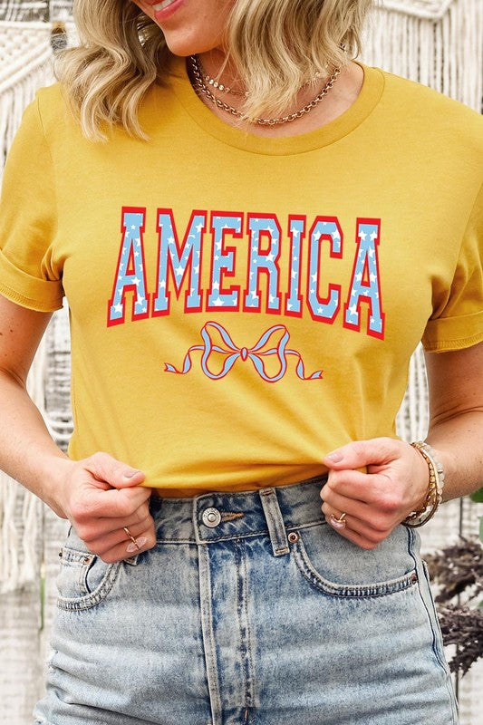 America Ribbon Graphic T Shirts