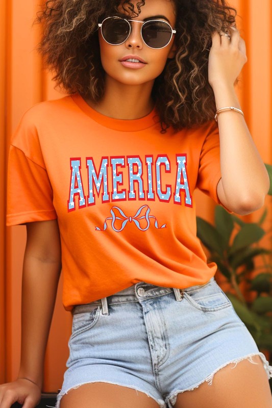 America Ribbon Graphic T Shirts