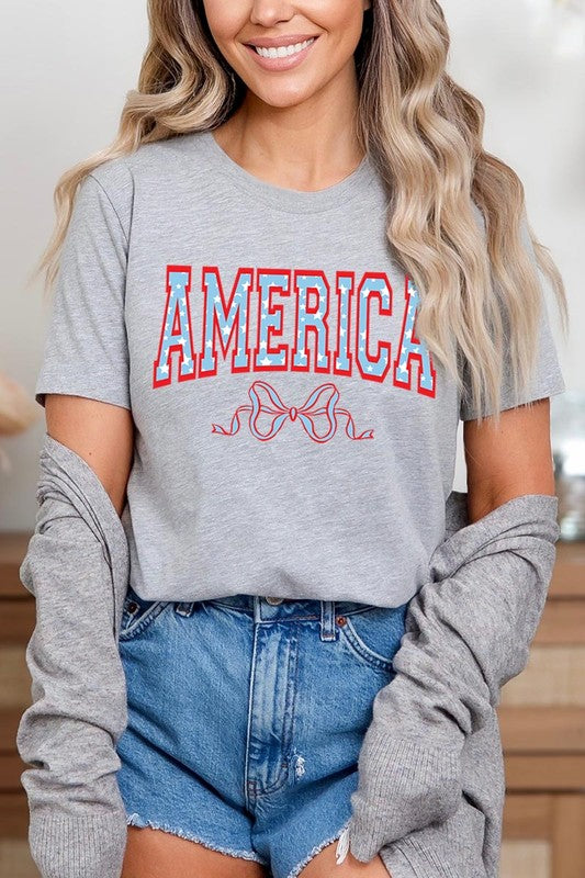 America Ribbon Graphic T Shirts