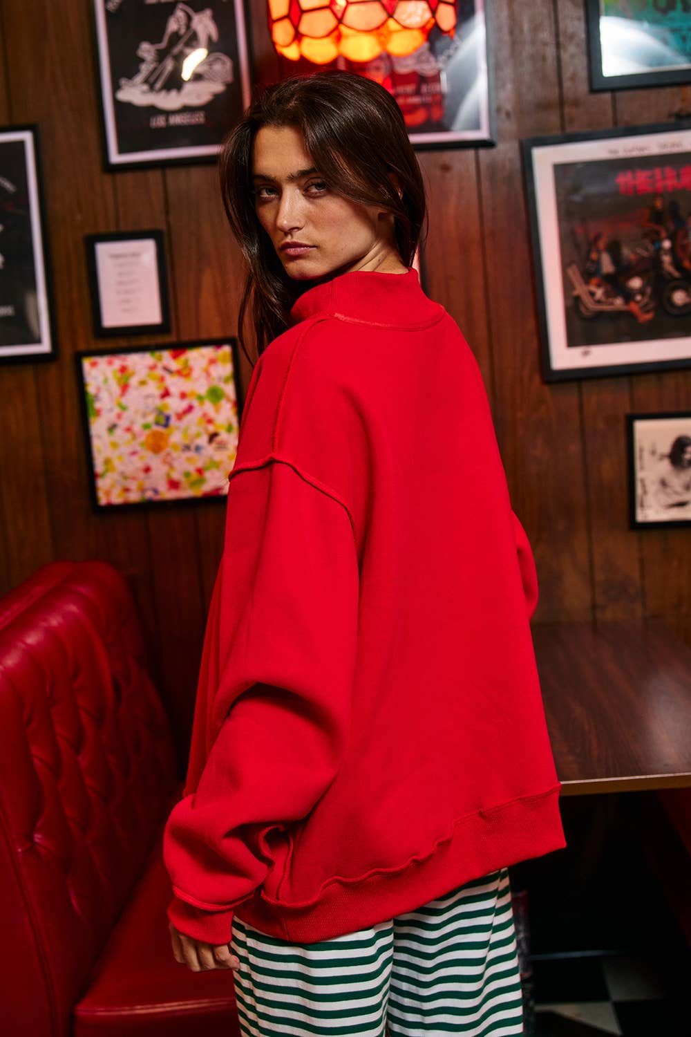‘MERRY' Embroidered Mock Neck Sweatshirt