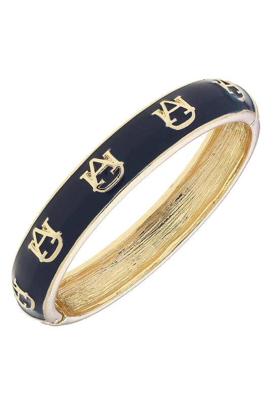 Auburn Tigers Sculpted Enamel Logo Hinge Bangle in Navy