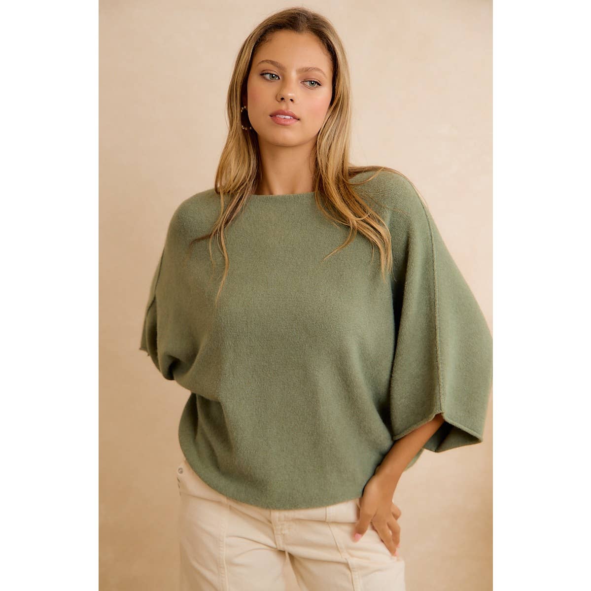 DOLMAN SLEEVES SOFT KNIT TOP