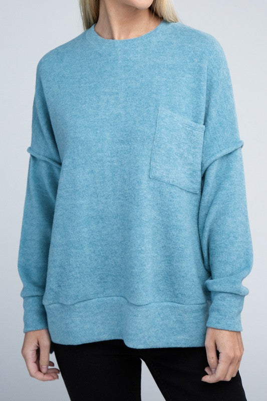 Brushed Melange Drop Shoulder Oversized Sweater