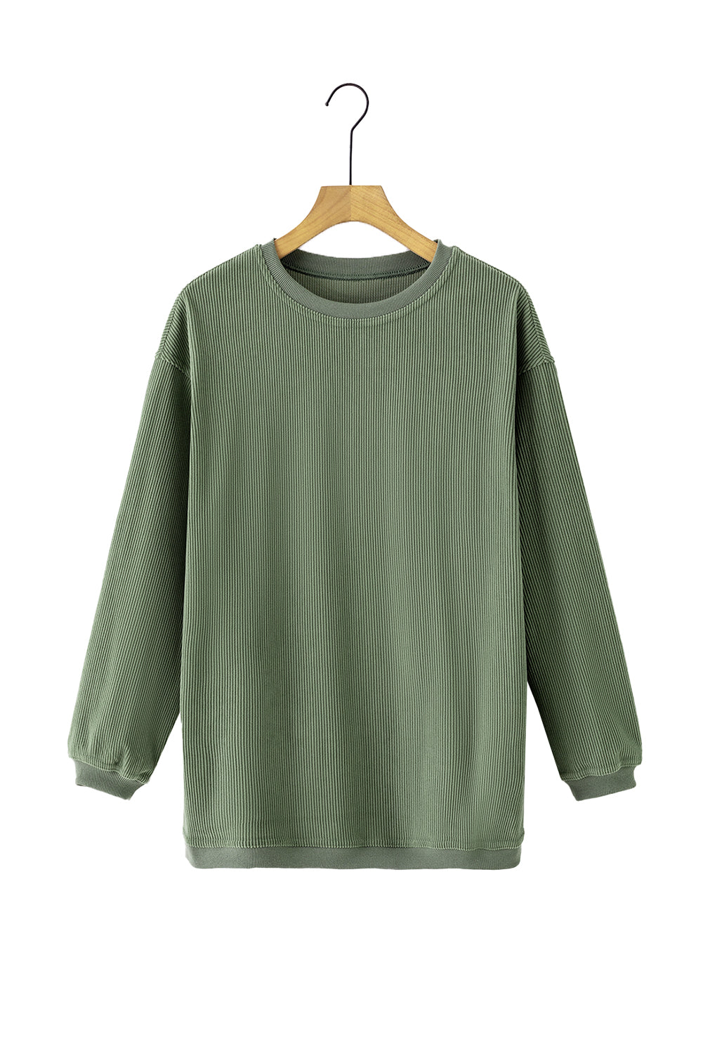 Light Grey Ribbed Corded Oversized Sweatshirt