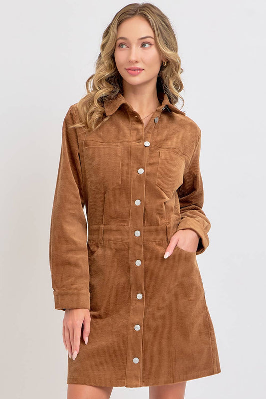 EVERYDAY CASUAL CORDUROY MINI DRESS