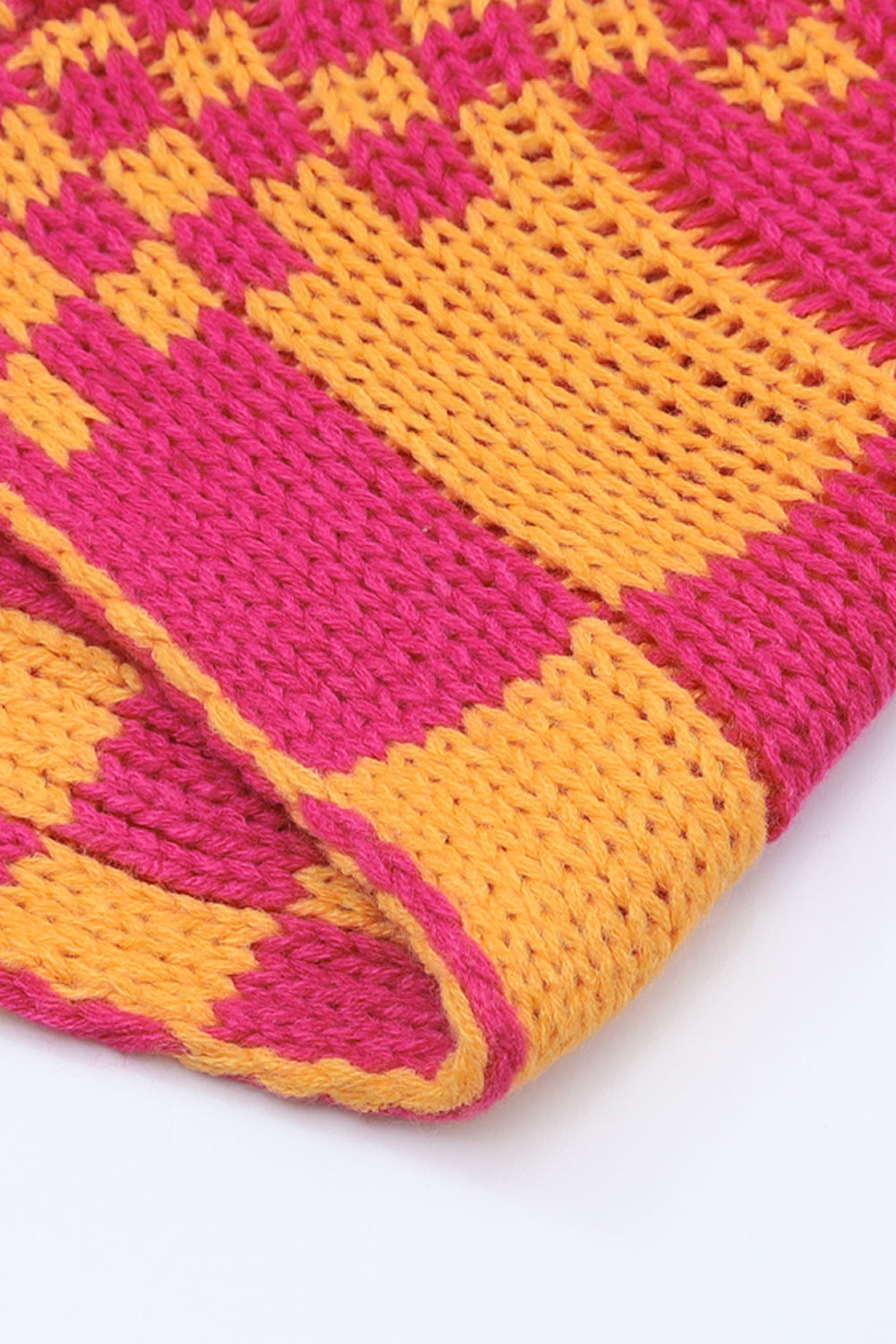 Orchid Petal Colorblock Checked Open Front Knitted Cardigan