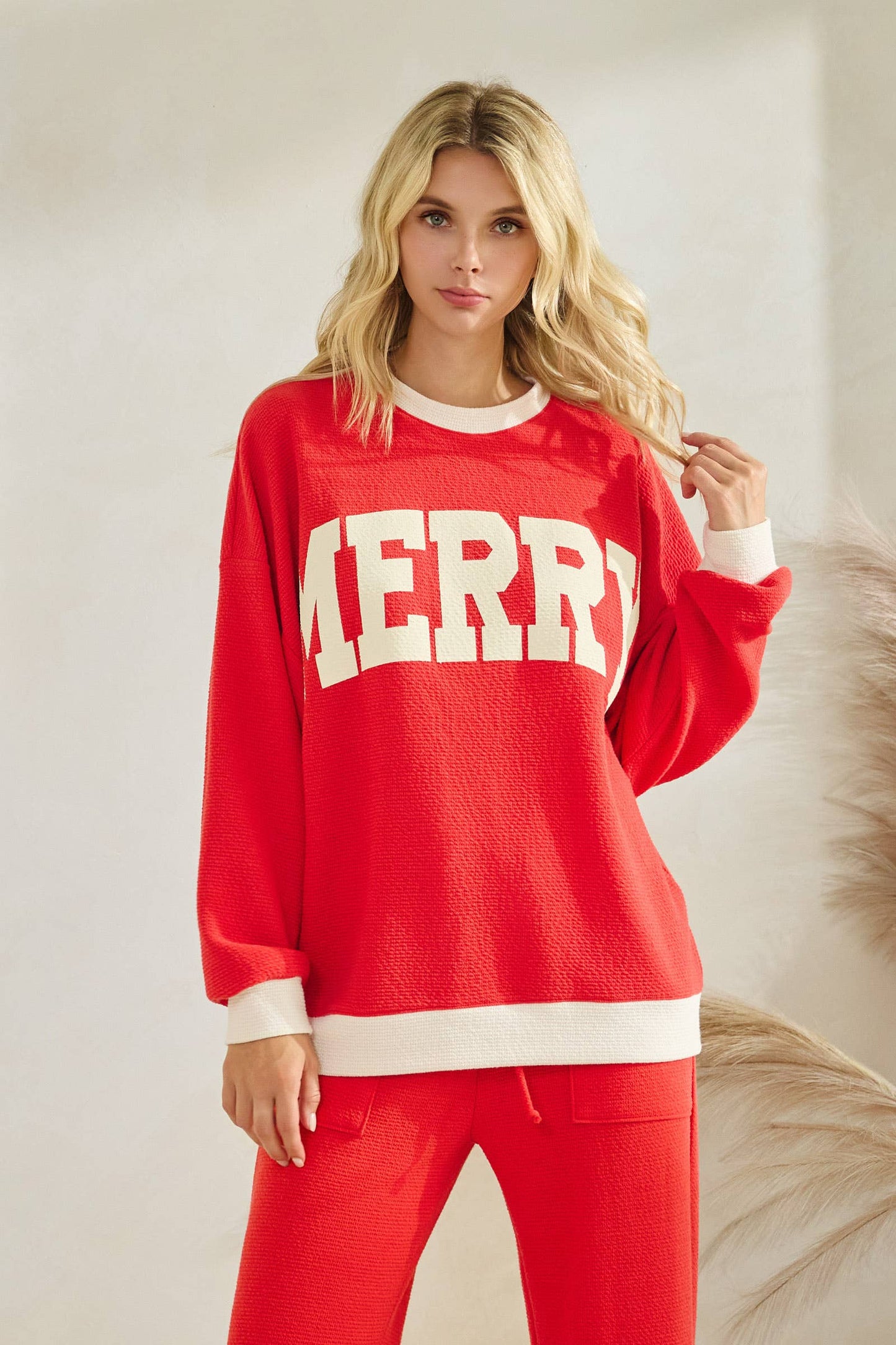 T-42169-CLOUDY KNIT MERRY RINGER SWEATSHIRT