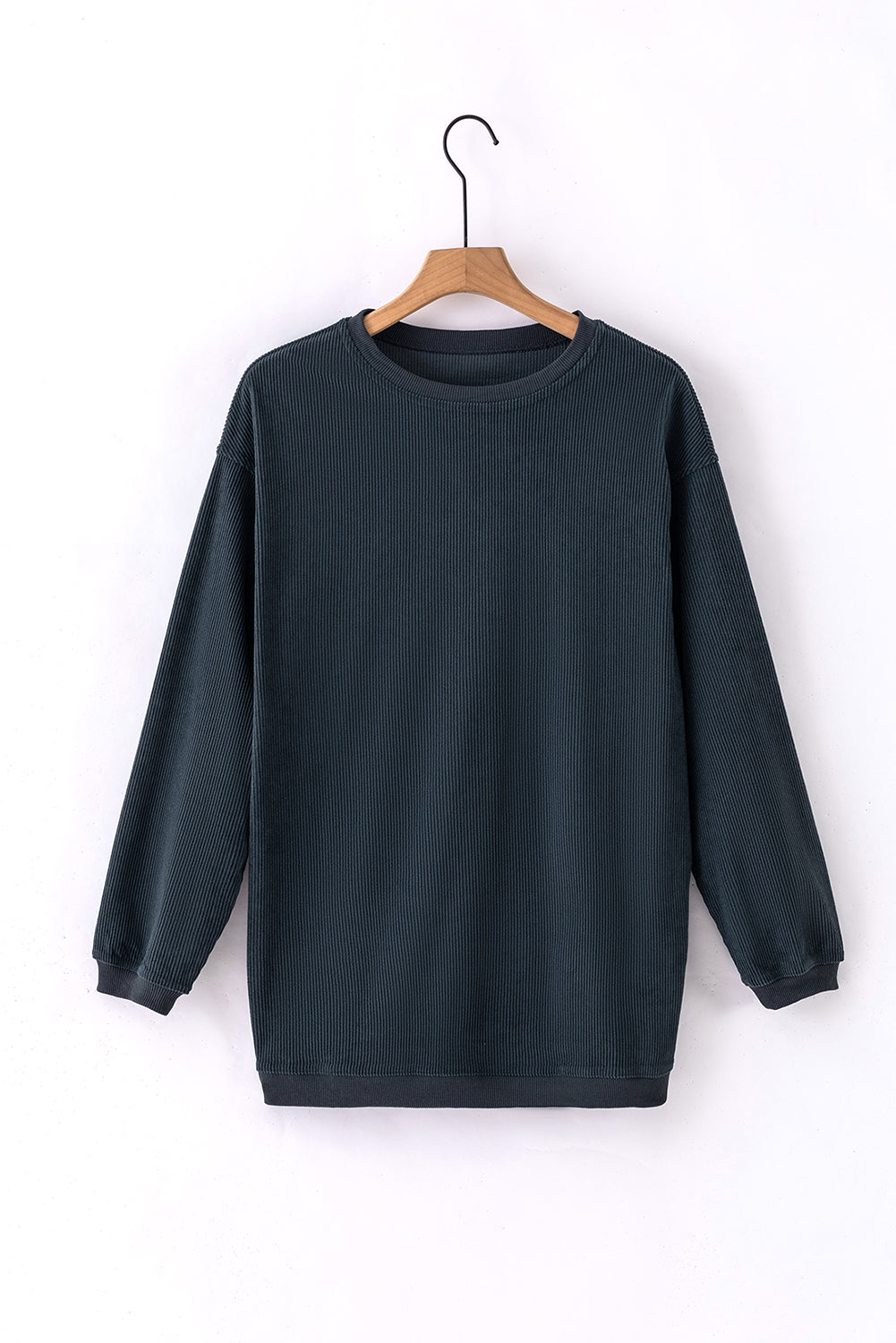 Light Grey Ribbed Corded Oversized Sweatshirt
