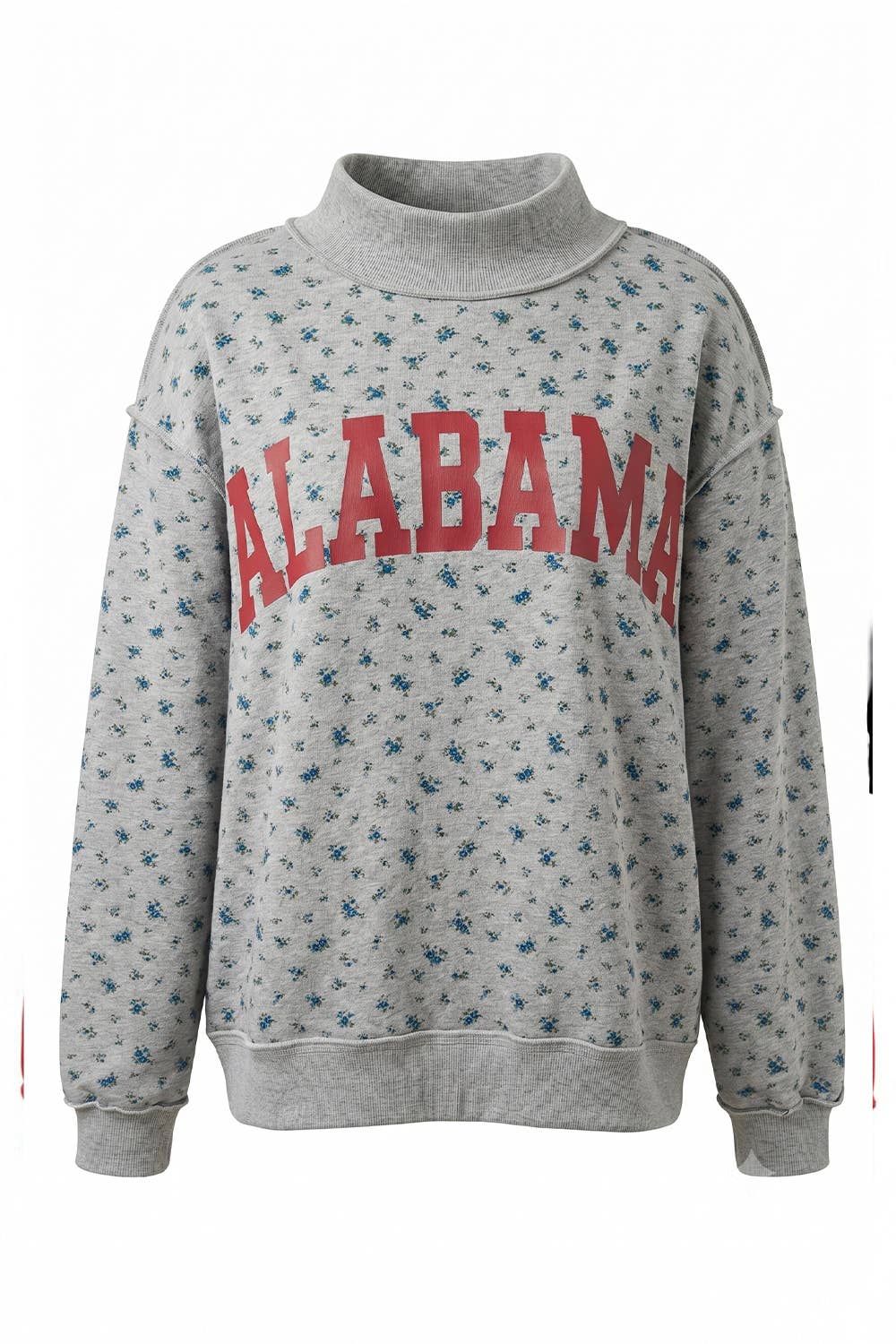 'ALABAMA & AL' Floral Mock Neck Sweatshirt