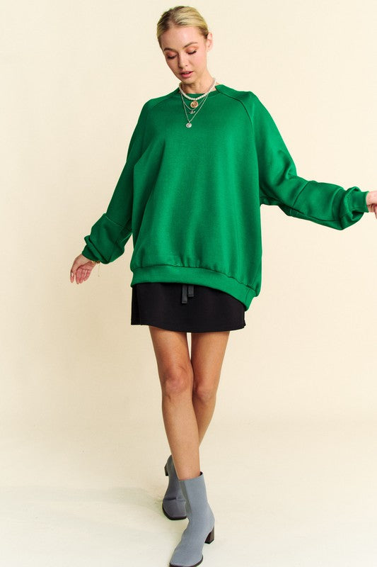 Davi & Dani Round Neck Raglan Sleeve Sweatshirt