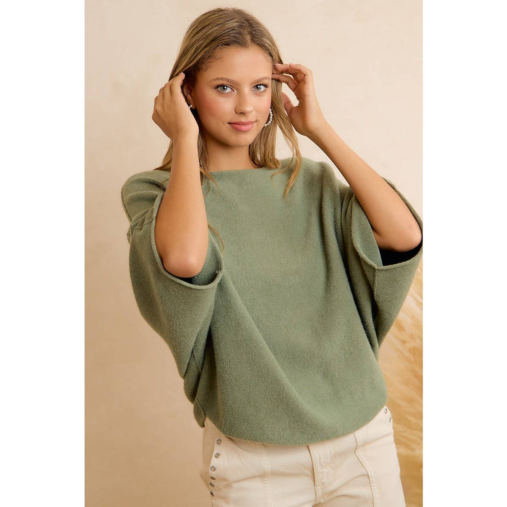 DOLMAN SLEEVES SOFT KNIT TOP