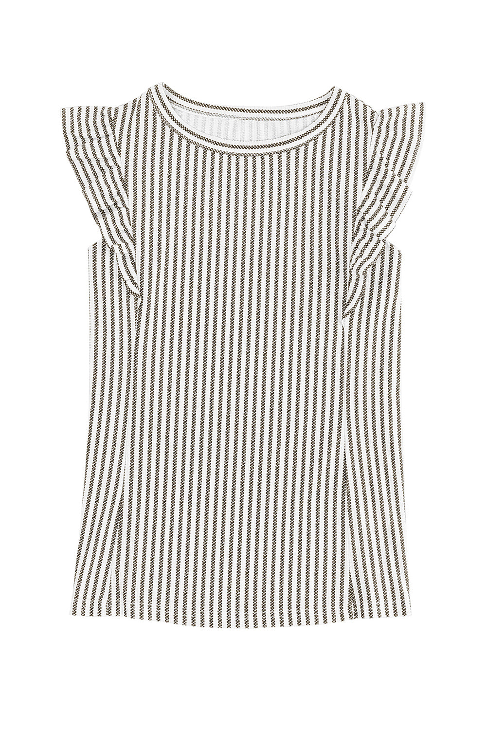 Grey Casual Striped Print Ruffle Summer Top