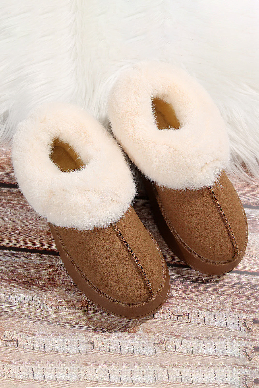 Chestnut Suede Contrast Print Plush Lined Snow Boots