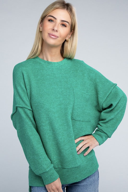 Brushed Melange Drop Shoulder Oversized Sweater