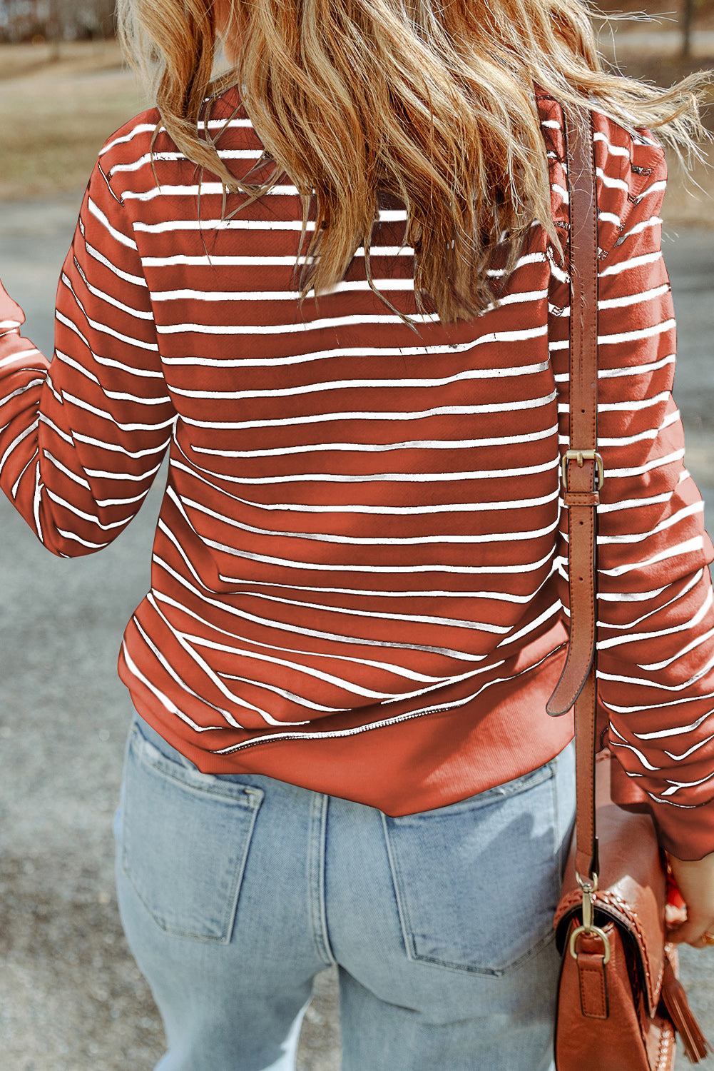 Striped Print Casual Long Sleeve Pullover Top