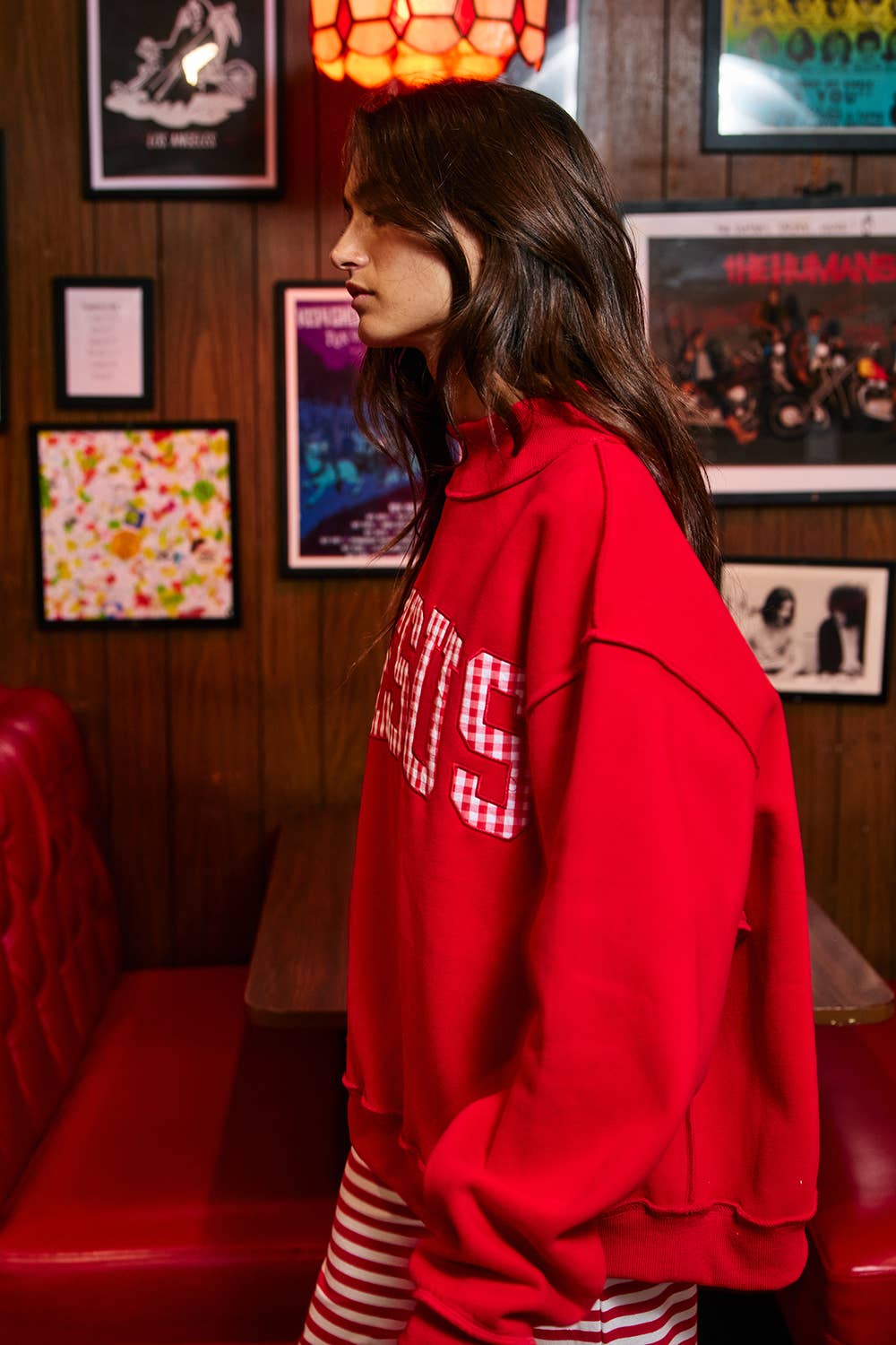 IT2594E-JESUSWT | Gingham Applique Mock-Neck Sweatshirt