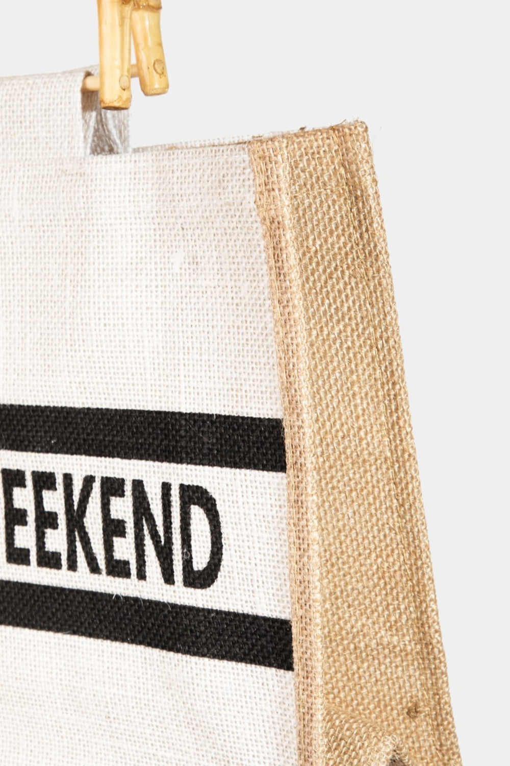 Fame Bamboo Handle Hello Weekend Tote Bag