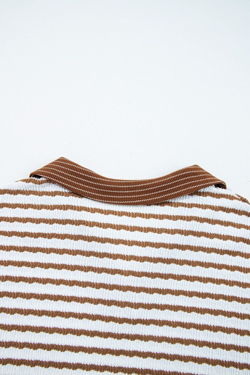 Khaki Stripe Plus Size Loose Pullover Drawstring Elastic Waist Wide Leg Pants Set