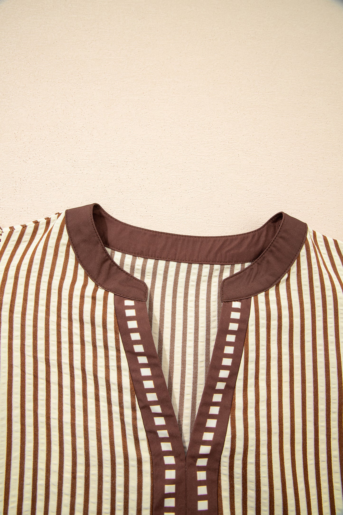 Green Stripe Double Ruffled Short Sleeve Contrast Trim V Neck Midi Dress