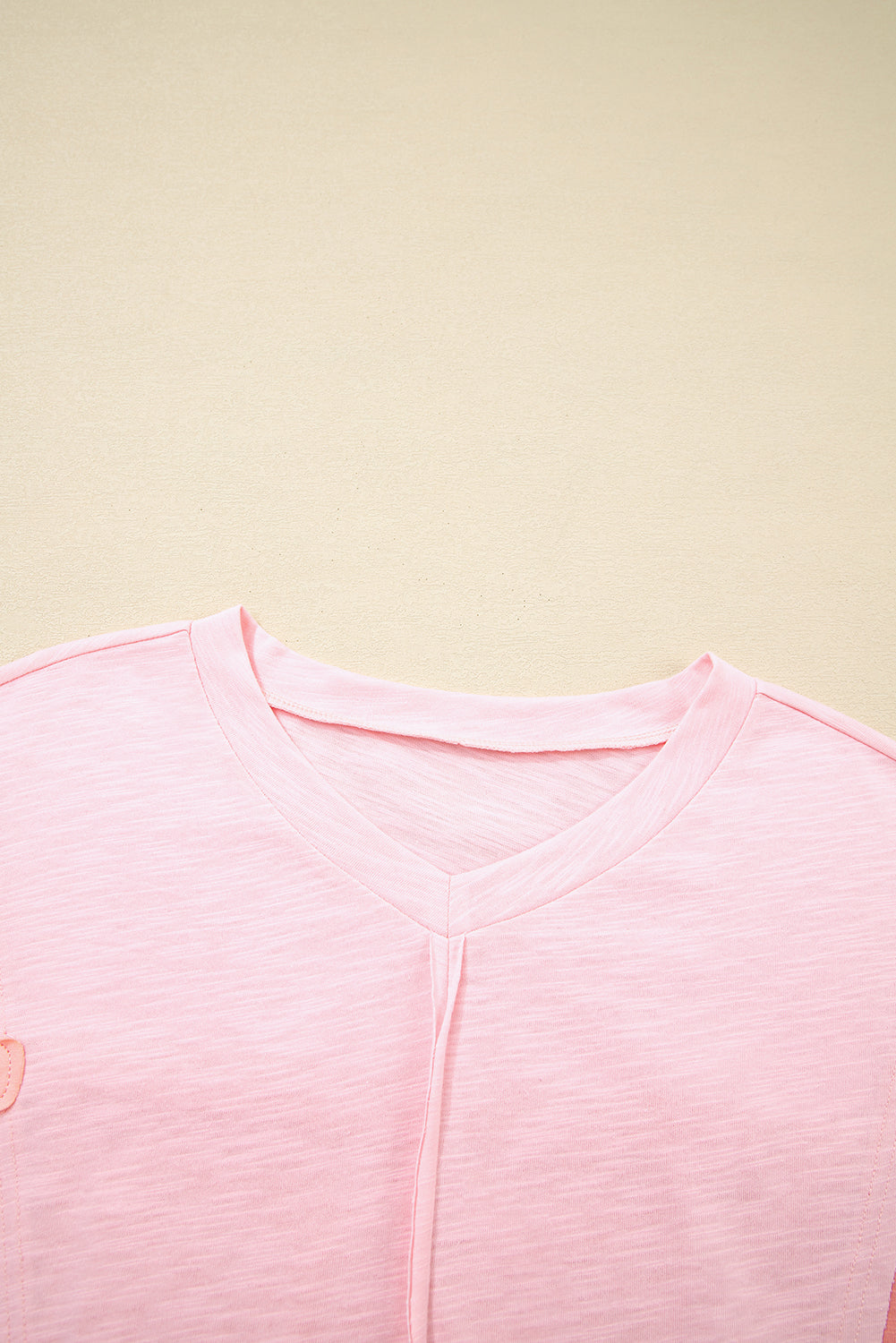 Green Flower Patched Exposed Seam 3/4 Sleeve top
