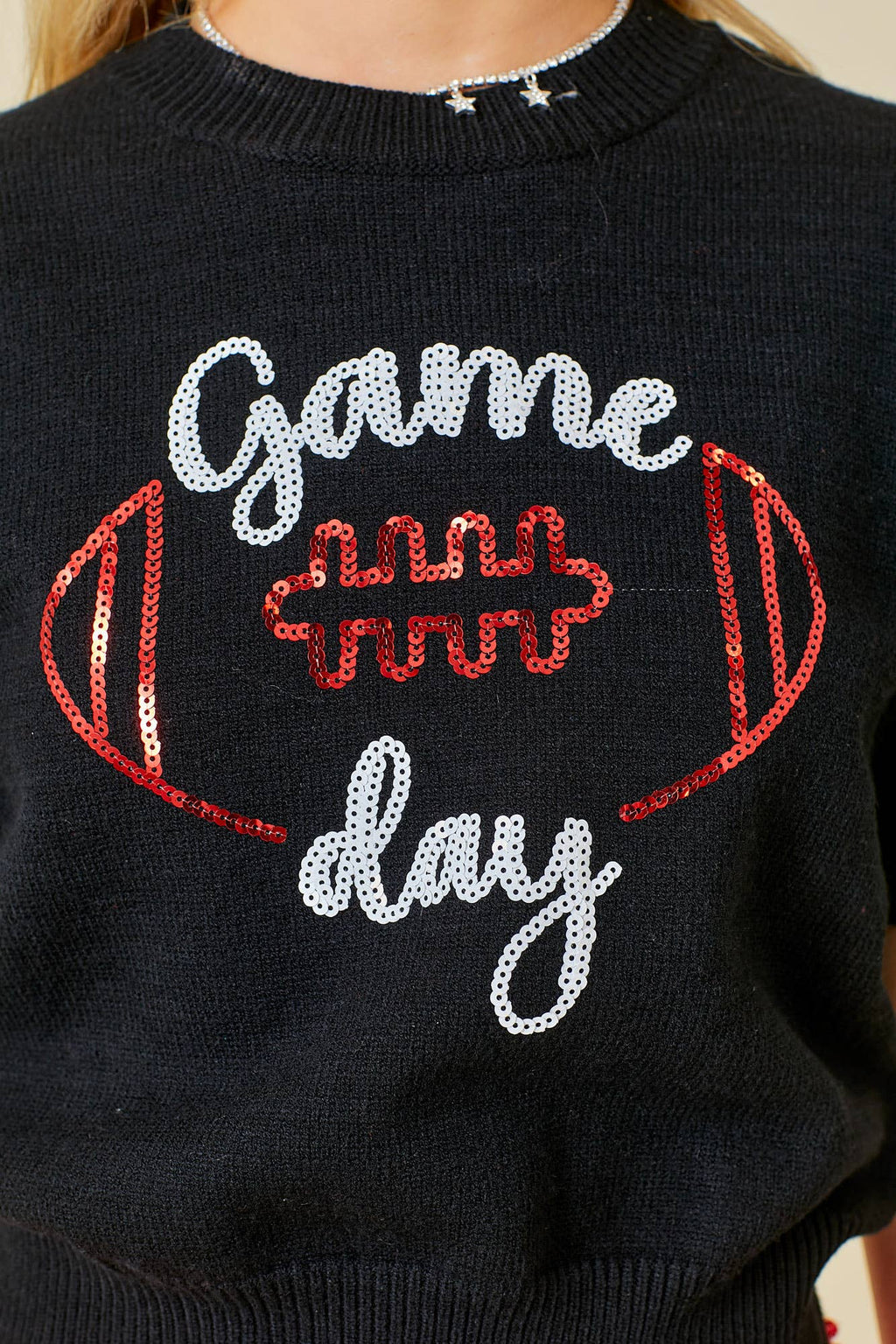 Game Day Puff Sleeve Sweater Top