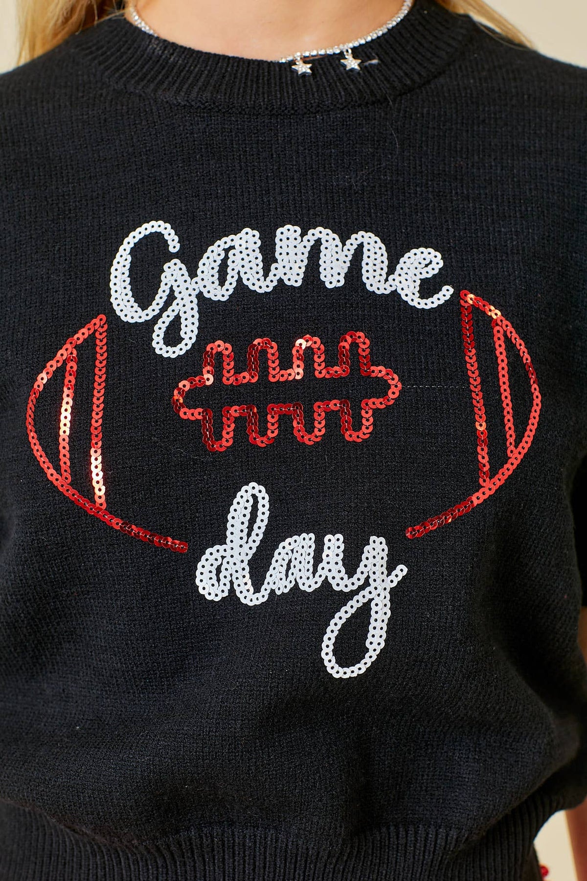 Game Day Puff Sleeve Sweater Top